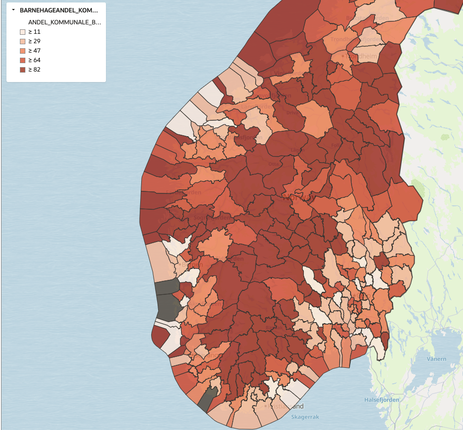 Share of the kindergartens that are public