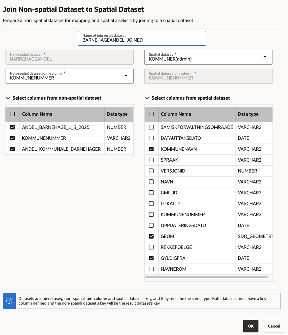 Joining non-spatial with spatial dataset in Spatial Studio